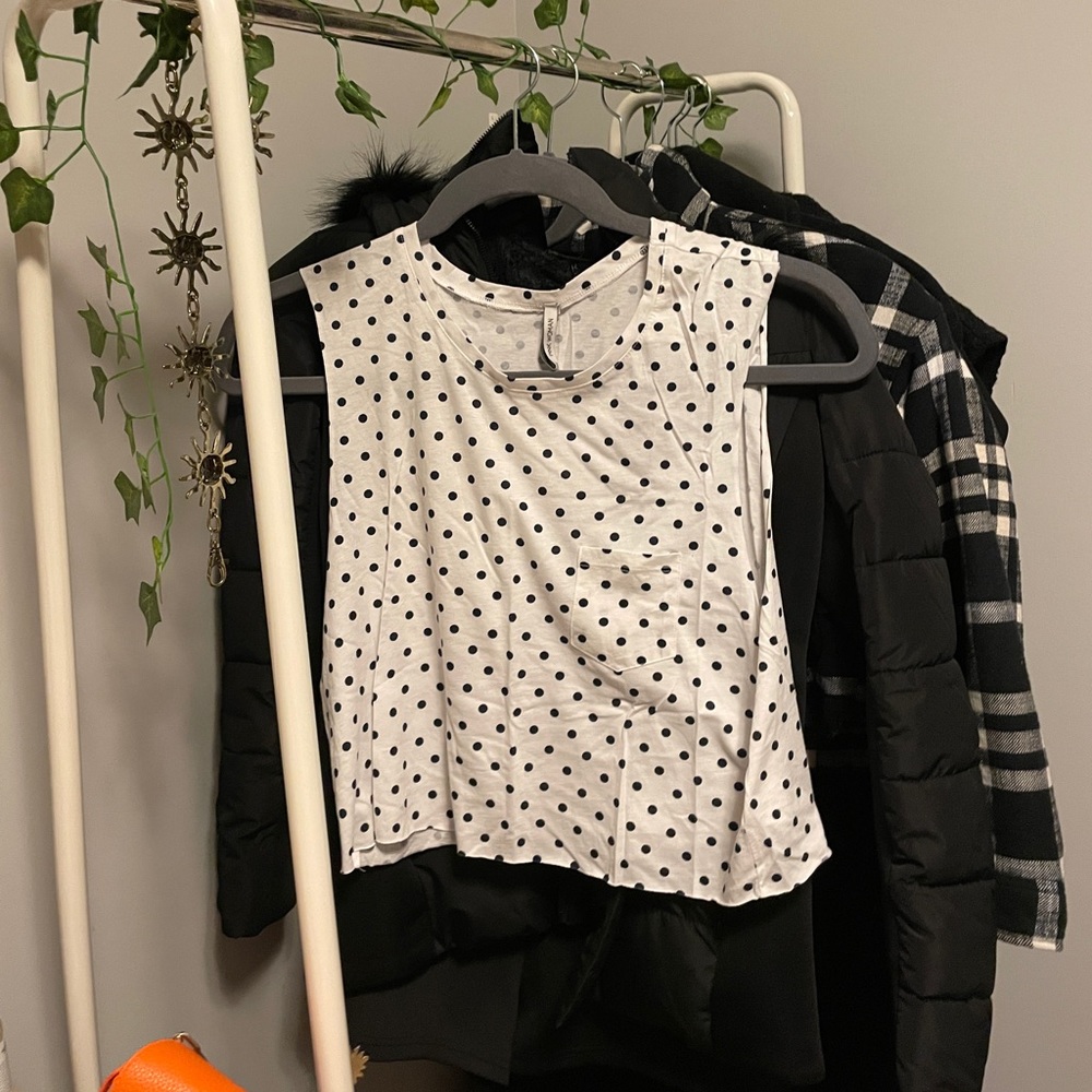 White and Black Polka Dot Top (Size Medium) Greece